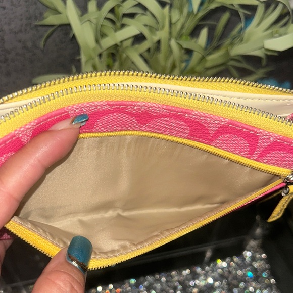 COACH Pink and Yellow Wallet Wristlet - Picture 11 of 14